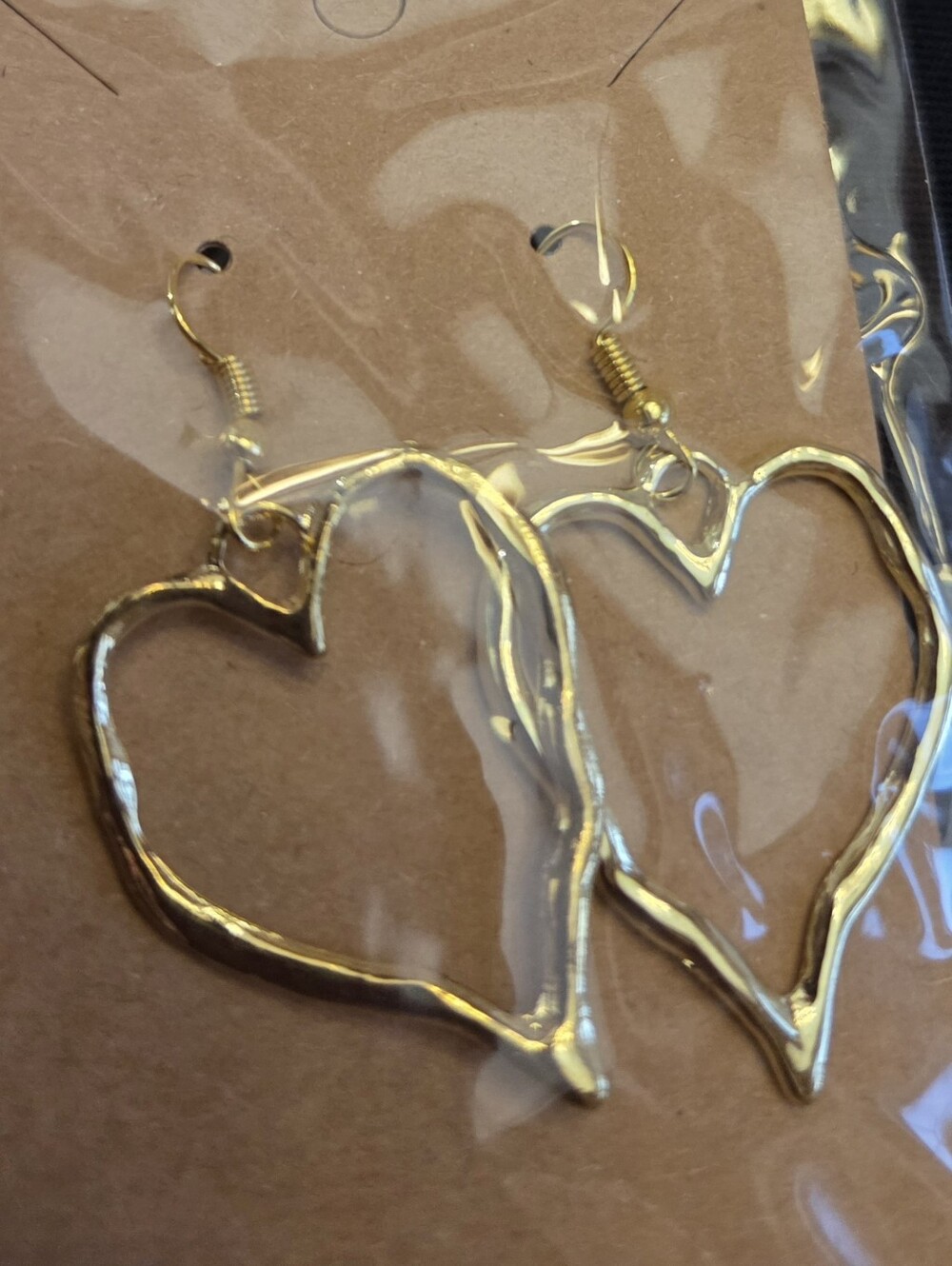 Open Heart Gold Dangle Earrings for Women